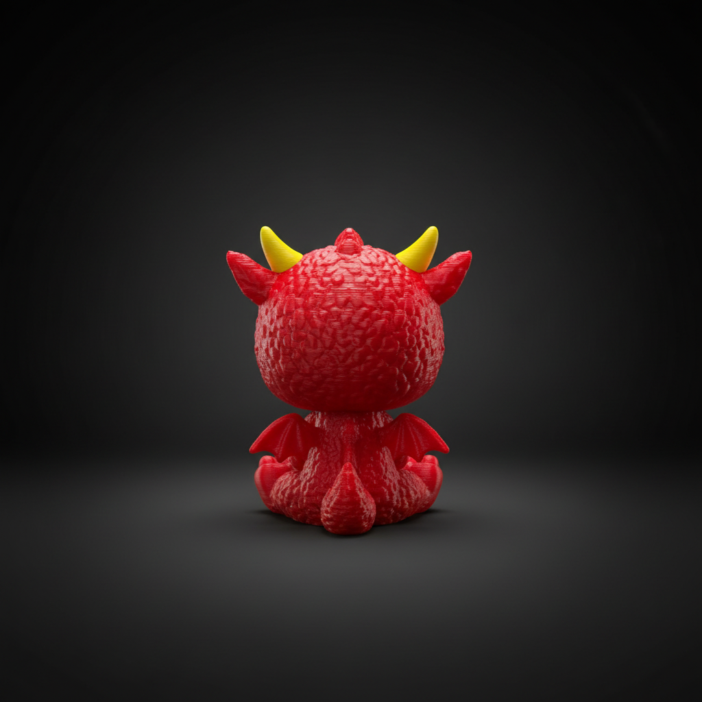 Scorchi chibi dragon demon figurine - back view
