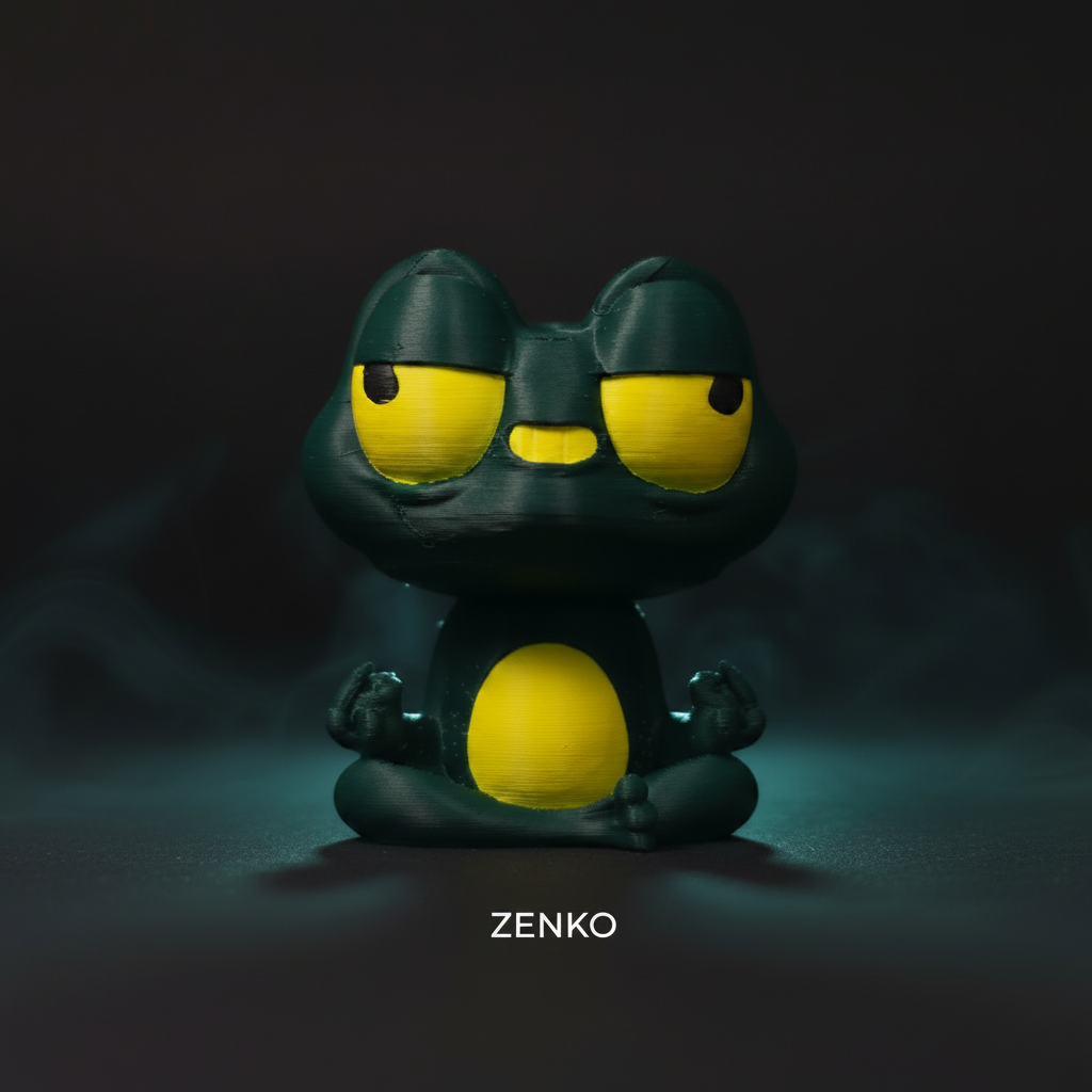 Zenko grumpy zen frog bobblehead 3D printed collectible