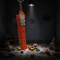 Chucky letter block keychain with creepy playroom background