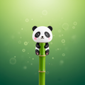 Chibi panda straw topper on green bamboo background